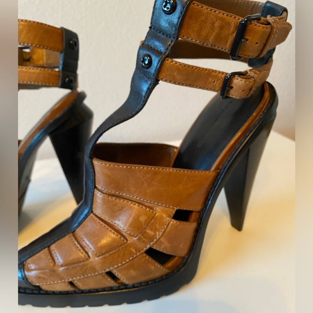 EUC ALEXANDER WANG Abbey High Heel Leather Sandals w/ Ankle Straps SZ 39 / 9 - Picture 6 of 9